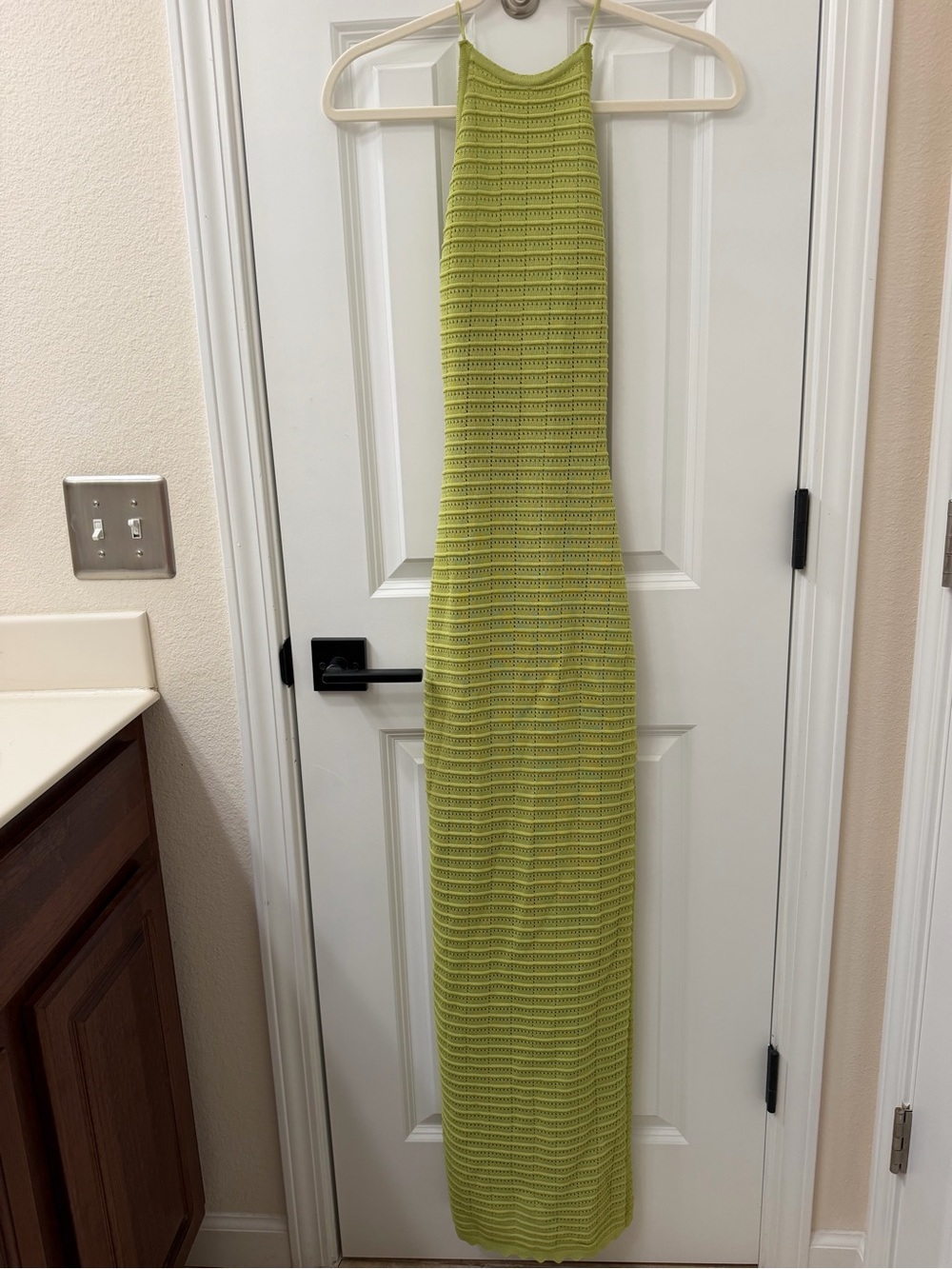 Windsor Lime Green Crochet Halter Maxi Dress